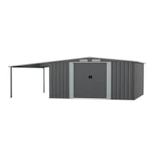Living and Home Outdoor Storage Shed with Log Store - Dark Grey 248 x 301 x 178cm | Grey