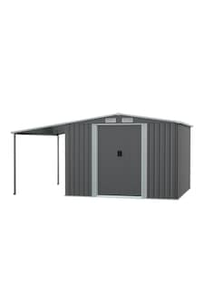 Living and Home Outdoor Storage Shed with Log Store - Dark Grey 248 x 301 x 178cm | Grey
