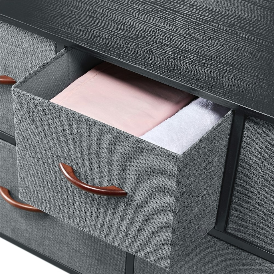 image 1 of Yaheetech Wide Fabric Organizer with 5 Drawers Dark Grey Grey | Dark Grey