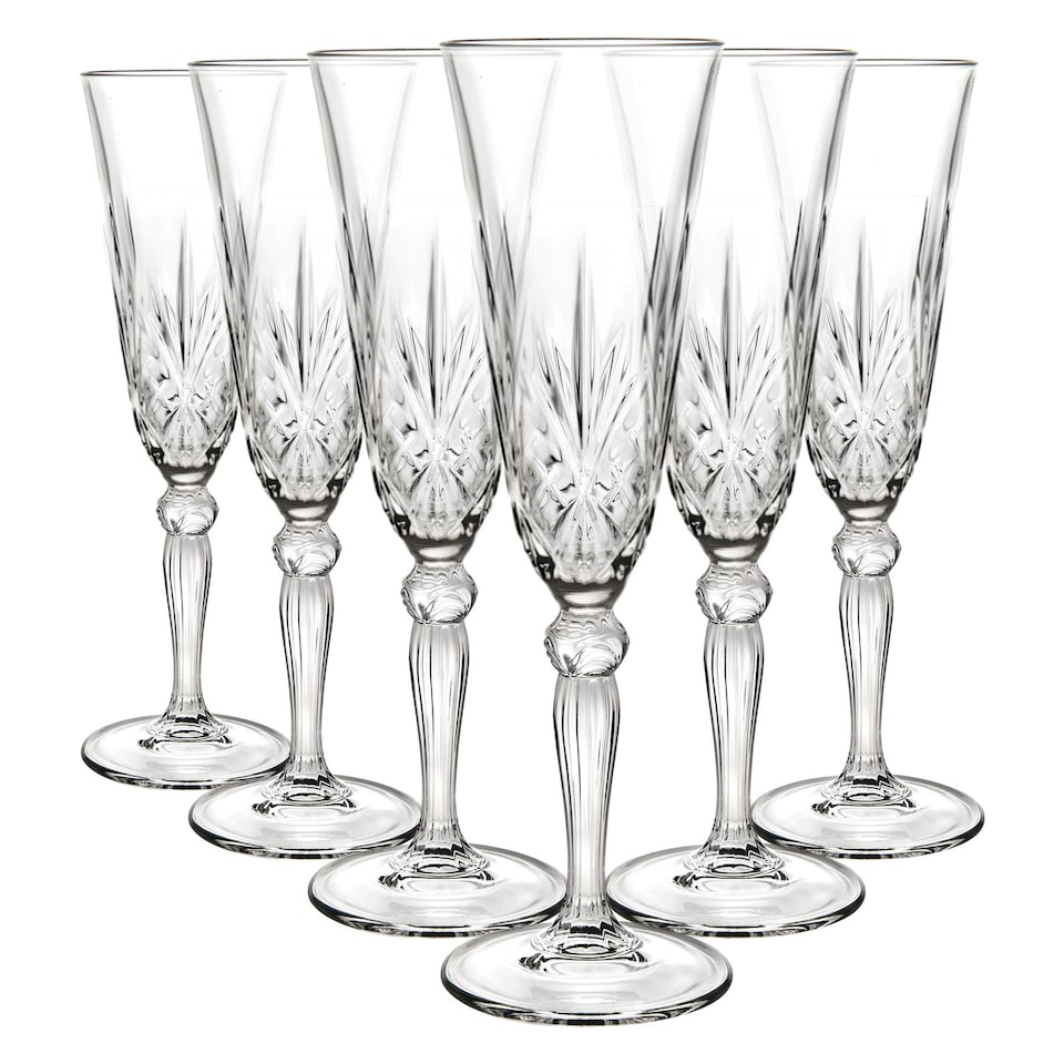 image 1 of RCR Crystal Melodia Glass Champagne Flutes - 160ml - Pack of 6
