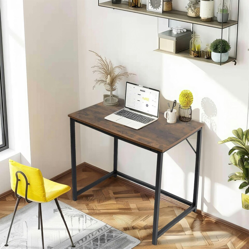 image 1 of Desk Computer PC Laptop Home Office Work desk, Study Writing Brown Rustic Style 80cm Brown