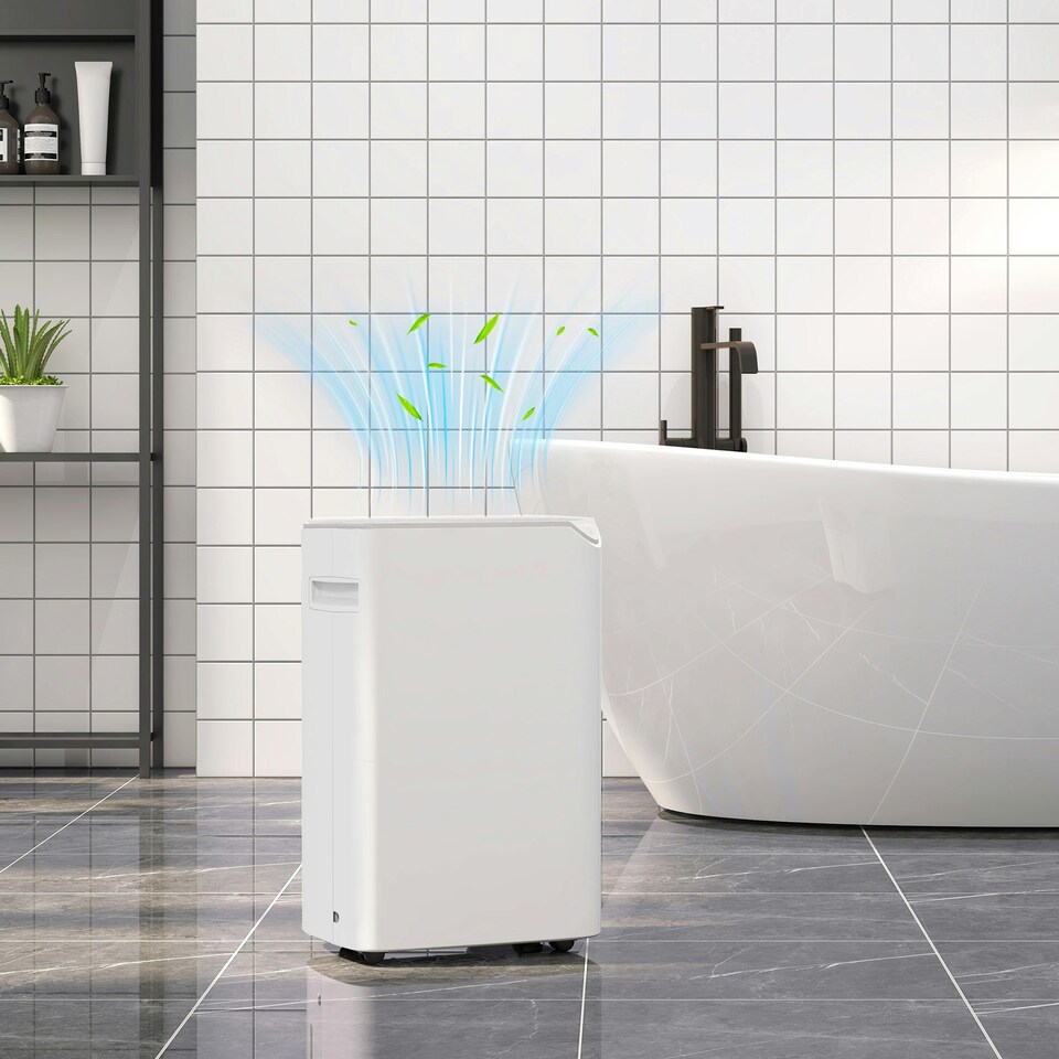 image 1 of HOMCOM 20L/Day Small Dehumidifier for Home Damp Laundry, with 24H Timer