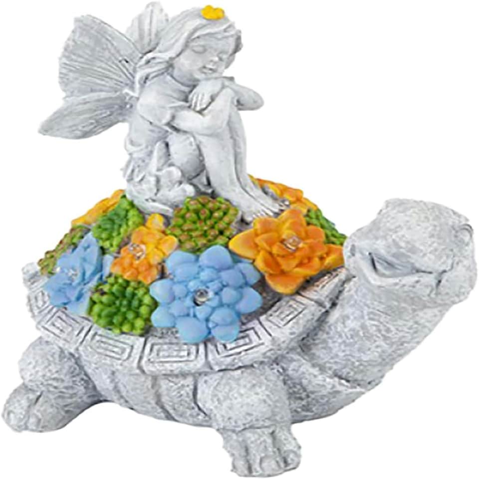 image 1 of Pack of 3 Solar Turtle Fairy Garden Ornament Grey | One Size