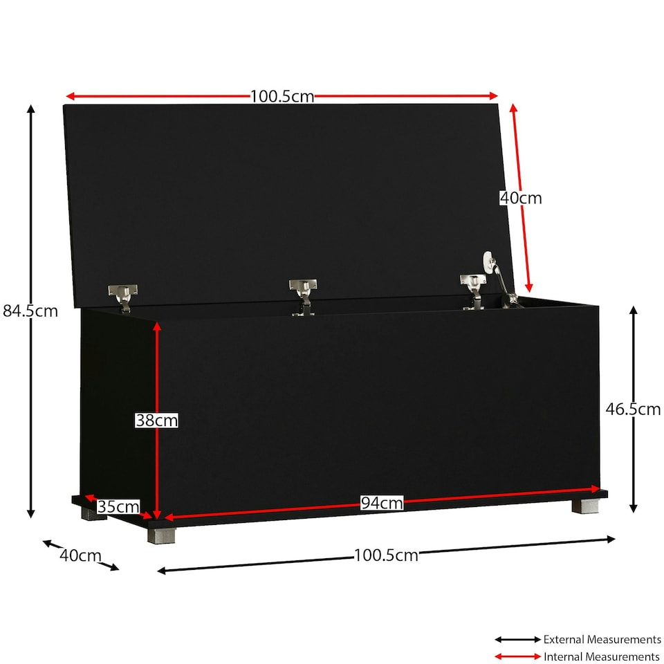 image 1 of Vida Designs Leon Storage Ottoman Bedroom Hallway Chest Bench, Black | Black | Black