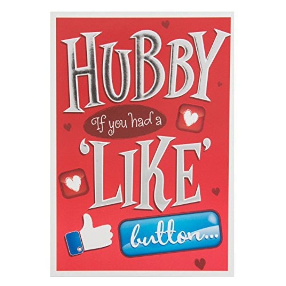 image 1 of Husband 'Like Button' Valentine's Day Hubby Card - Medium by Hallmark New