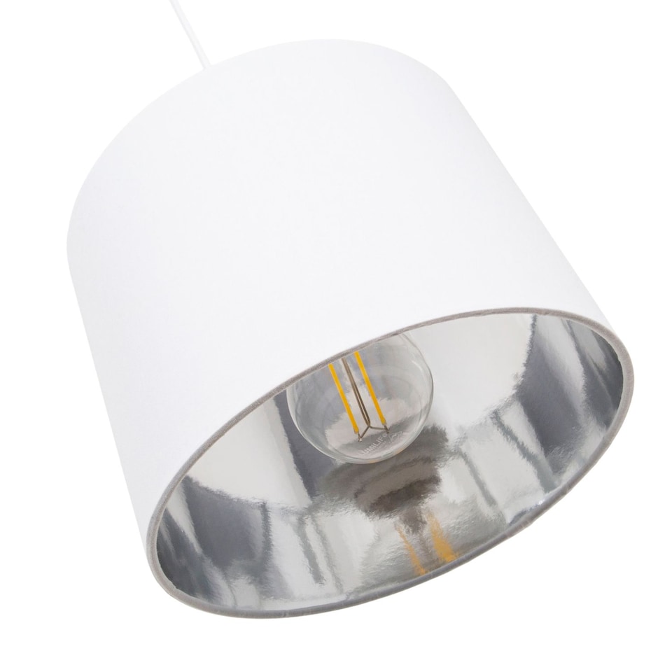 image 1 of Modern White Cotton Fabric Small 8" Lamp Shade with Shiny Silver Inner | White | White | 1