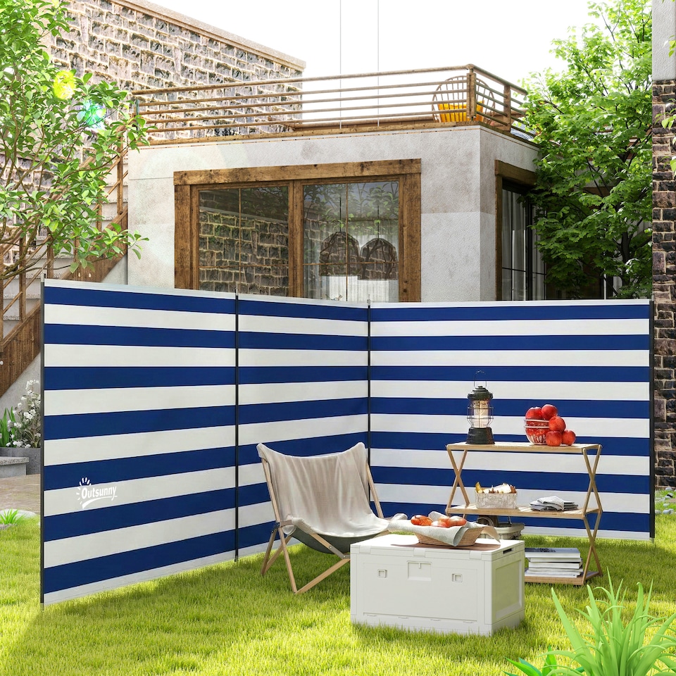 image 1 of Outsunny Camping Windbreak Portable Wind Blocker Privacy Wall | Blue | Dark Blue | 540 x 150 cm
