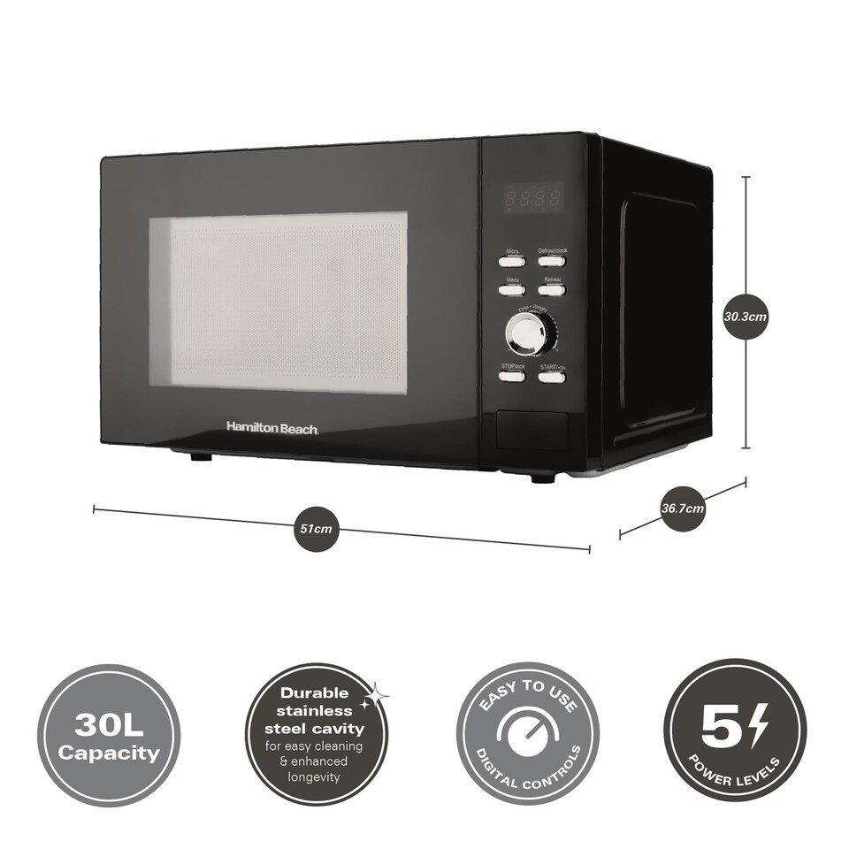 image 1 of Hamilton Beach 30L Black Family Microwave