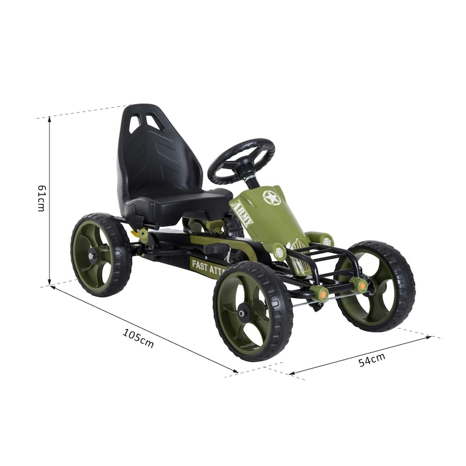 image 1 of HOMCOM Pedal Go Kart Ride On Racer Hand Brake EVA Tyre Adjustable Seat Green