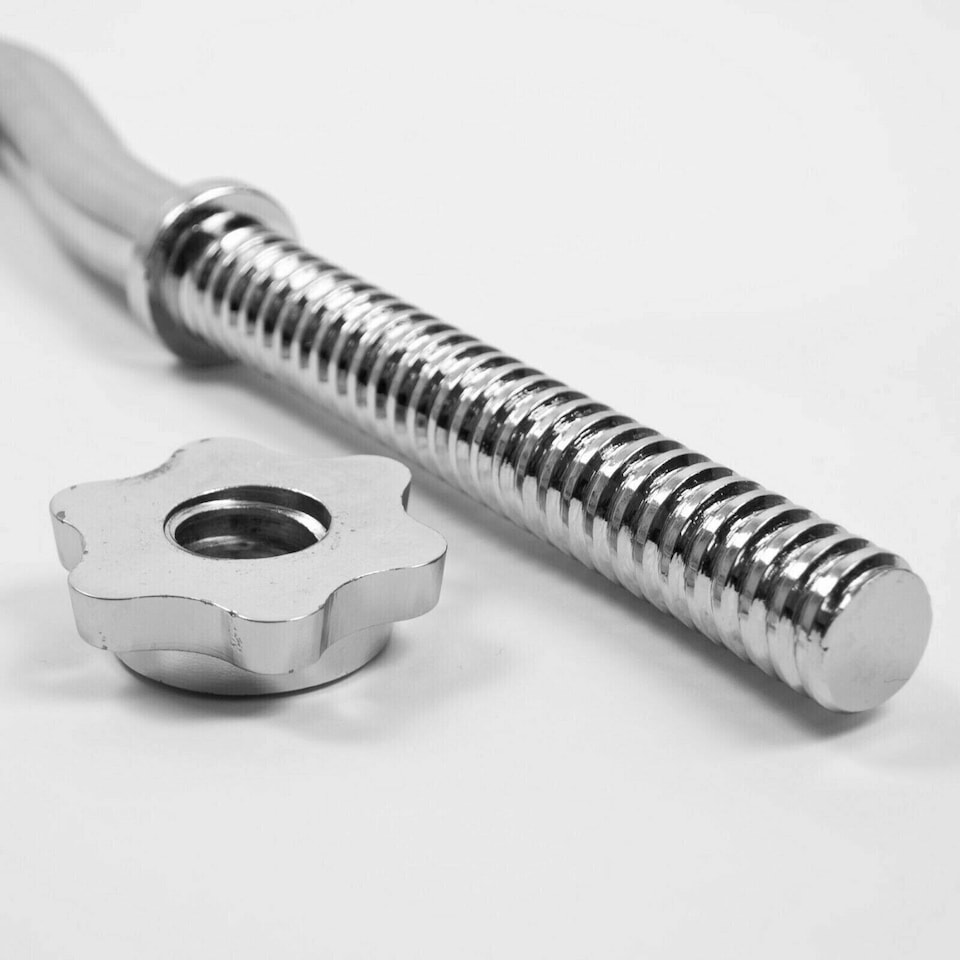 image 1 of Solid EZ Curl Bar 1" Barbell With Spinlock Collars | Chrome