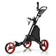 image 5 of COSTWAY 3 Wheel Golf Push Cart Folding Golf Holder Red