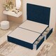 image 3 of Divan Bed Base with 4 Drawers & Plain Floor Standing Headboard Plush Velvet | Blue | Navy