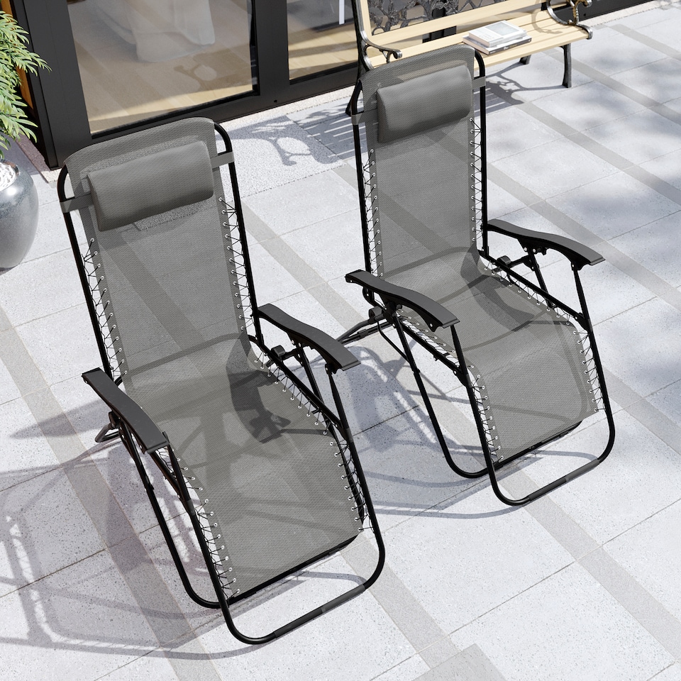 image 1 of Garden Vida Set of 2 Zero Gravity Chairs - Grey