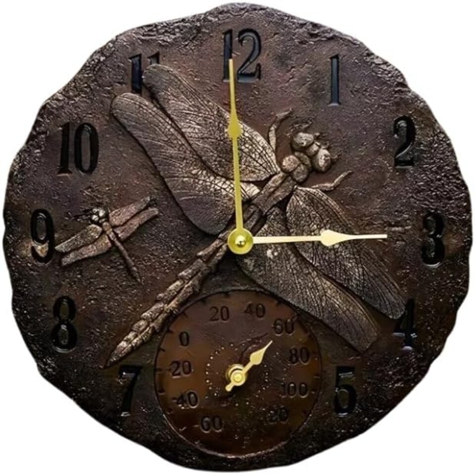 image 1 of Marco Paul 30cm Bronze Dragonfly Wall Clock Bronze
