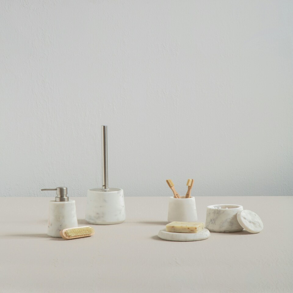 image 1 of Interiors by Premier Off White Marble Soap Dish, Elegant Natural Soap Holder with Recessed Tray, Smooth Textured Bath Soap Dish