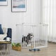 image 2 of PawHut Pet Safety Gate 5 Panels Playpen Metal Fence w/ Walk Through Door - White