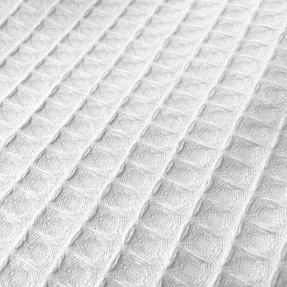 image 1 of Super King Size Waffle Throw Blanket Bedspread 250 x 260cm - 100% Cotton White