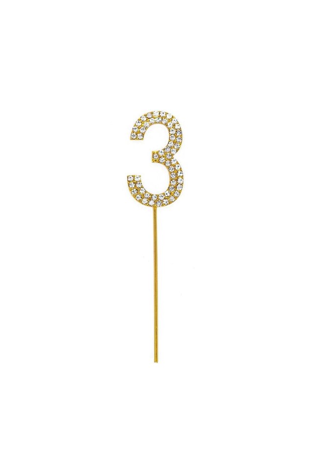 image 1 of Gold Number 3 Cake Topper | Gold