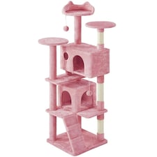 Yaheetech 177 cm Cat Tree Tower with Condos and Scratching Posts Pink