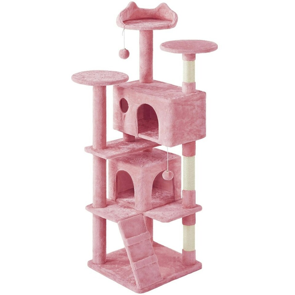 image 1 of Yaheetech 177 cm Cat Tree Tower with Condos and Scratching Posts Pink