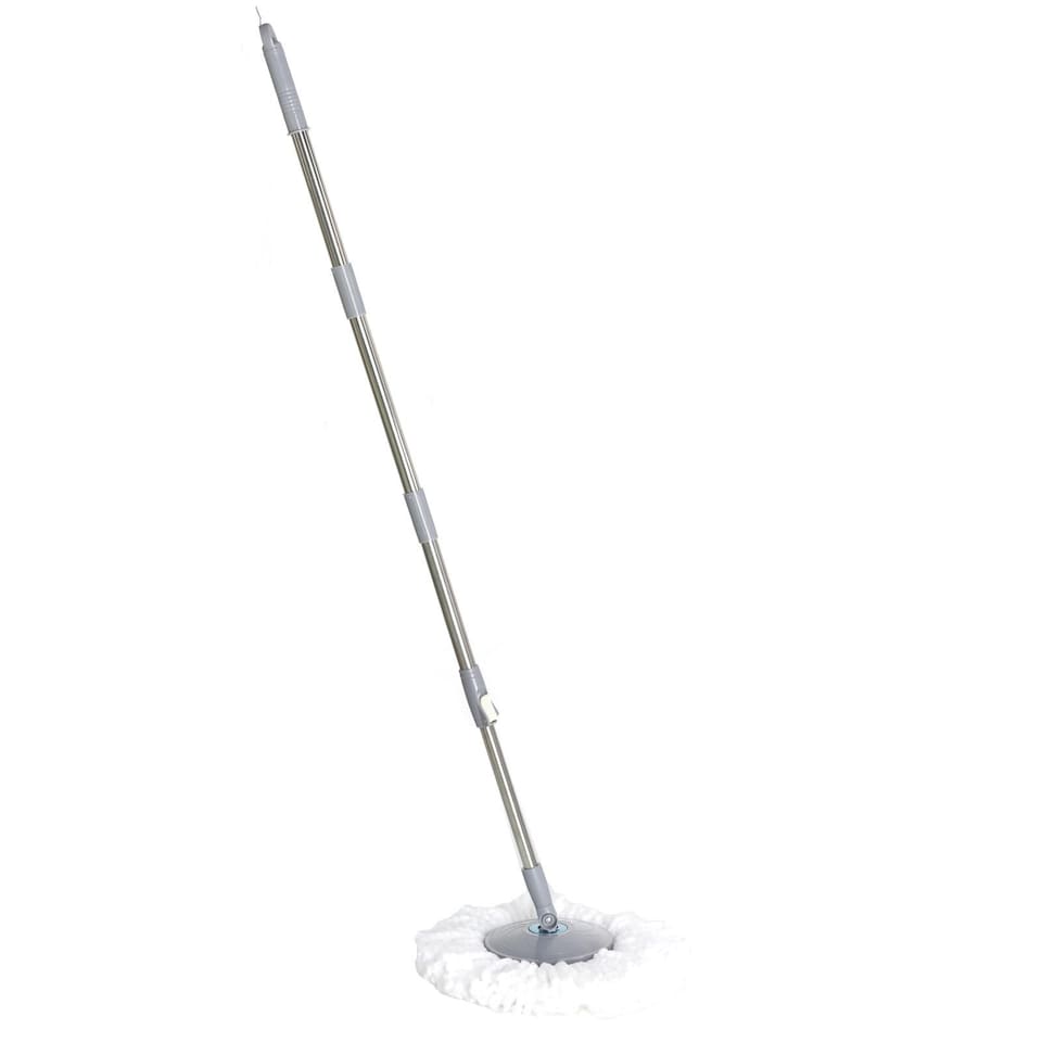 image 1 of Gr8 Home Grey Space Saving 360 Degree Rotating Dual Spin Dry Mop And Bucket 3 Microfibre Heads