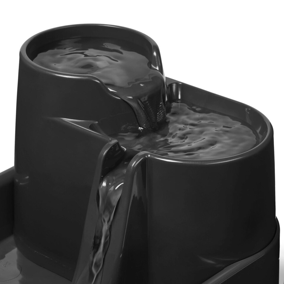 image 1 of Cat Mate Three-level Cat & Small Dog Pet Water Drinking Fountain Dark Grey (335G) | Grey