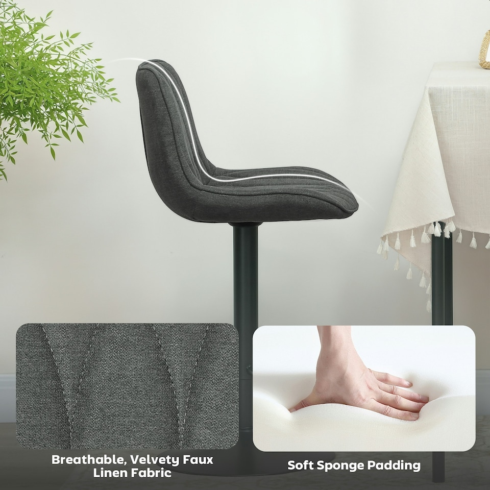 image 1 of HOMCOM Bar Stools Set of 2, Modern Armless Bar Chairs Grey