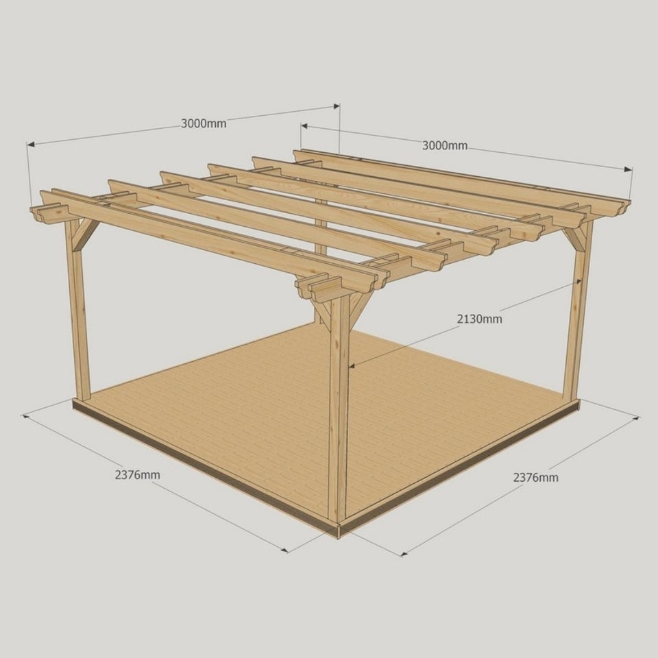 image 1 of Double Garden Pergola and Decking Kit - Wood - L300 x W300 cm - Light Green