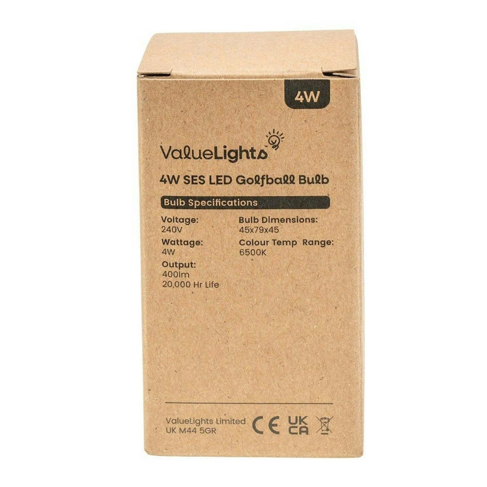 image 1 of ValueLights 10 Pack E14 White Plastic Golfball LED 4W Cool White 6500K 400lm Light Bulb