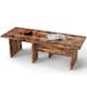 image 1 of COSTWAY Set of 2 L Shaped Center Tables Brown