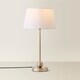 image 4 of ValueLights Theydon Brushed Chrome Single Stem Metal Ball Table Lamp White Shade