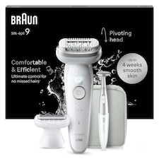 Braun Silk-épil 9,  Epilator For Easy Hair Removal, Lasting Smooth Skin, 9-241, White/Silver