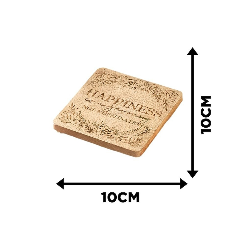 image 1 of Marco Paul Wooden Inspirational Coaster Set of 4 Coasters with Holder
