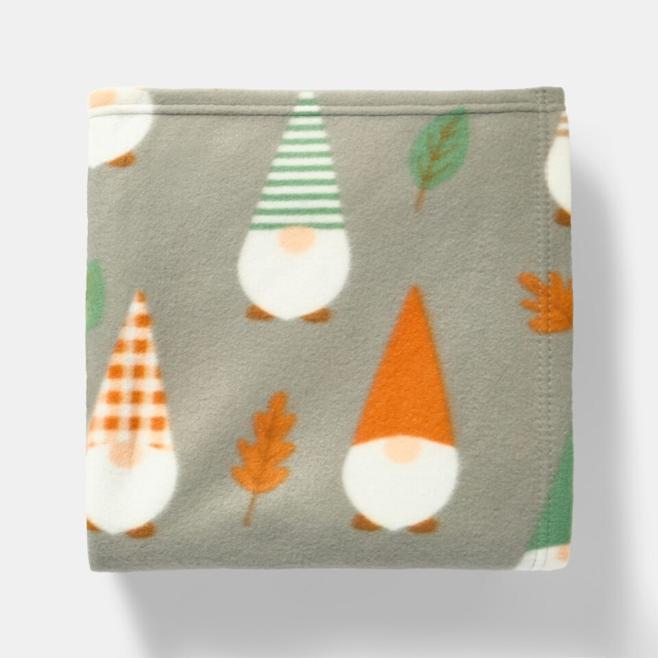 image 1 of OHS Autumnal Halloween Gonk Pumpkin Ghost Ghouls Soft Cosy Plush Warm Polar Fleece Throw Over Bed Blanket, 120x150cm Grey | Charcoal Autumnal Gonk