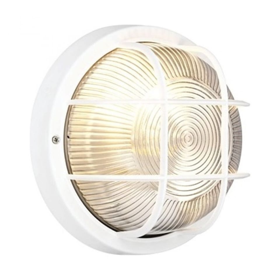 image 1 of CGC Ronnie White Cage Round Bulkhead Light | White | White | Diameter: 19 cm, Depth: 10.3 cm