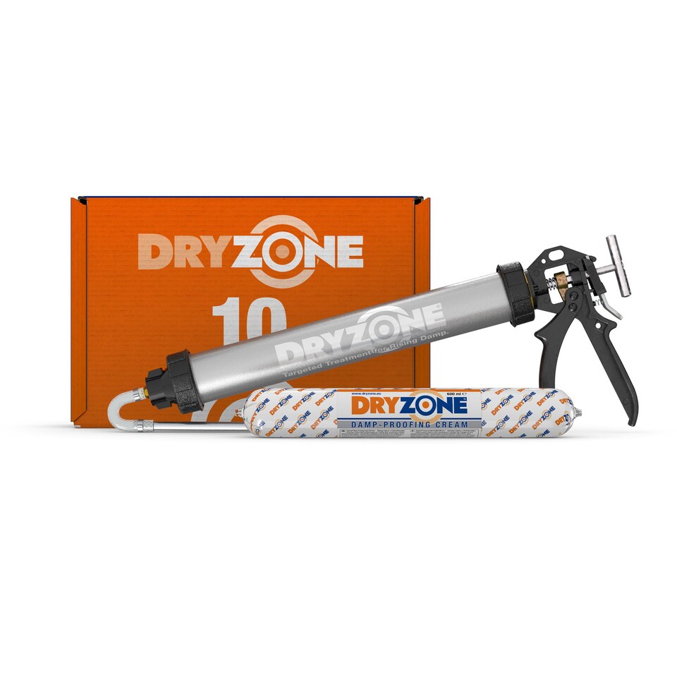 image 1 of Dryzone 600ml Damp Proofing Injection Cream DPC x 10 + Dryzone DPC Application Gun - Rising Damp Treatment