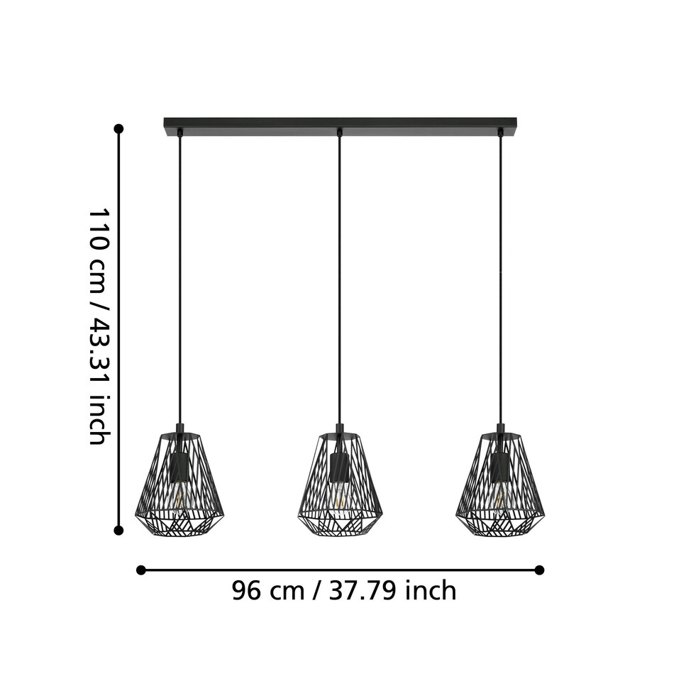 image 1 of EGLO Stype Industrial Black Steel Pendant Light WBS Black