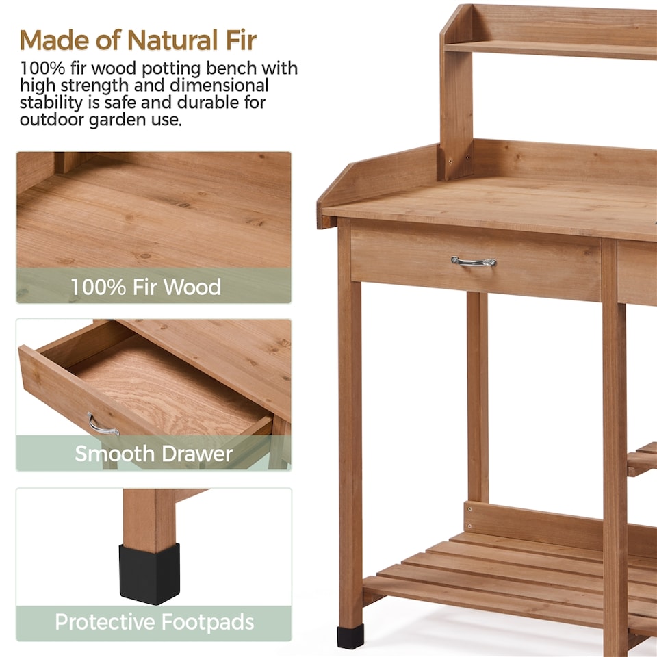 image 1 of Yaheetech Outdoor Garden Potting Bench with Sink | Brown | One Size