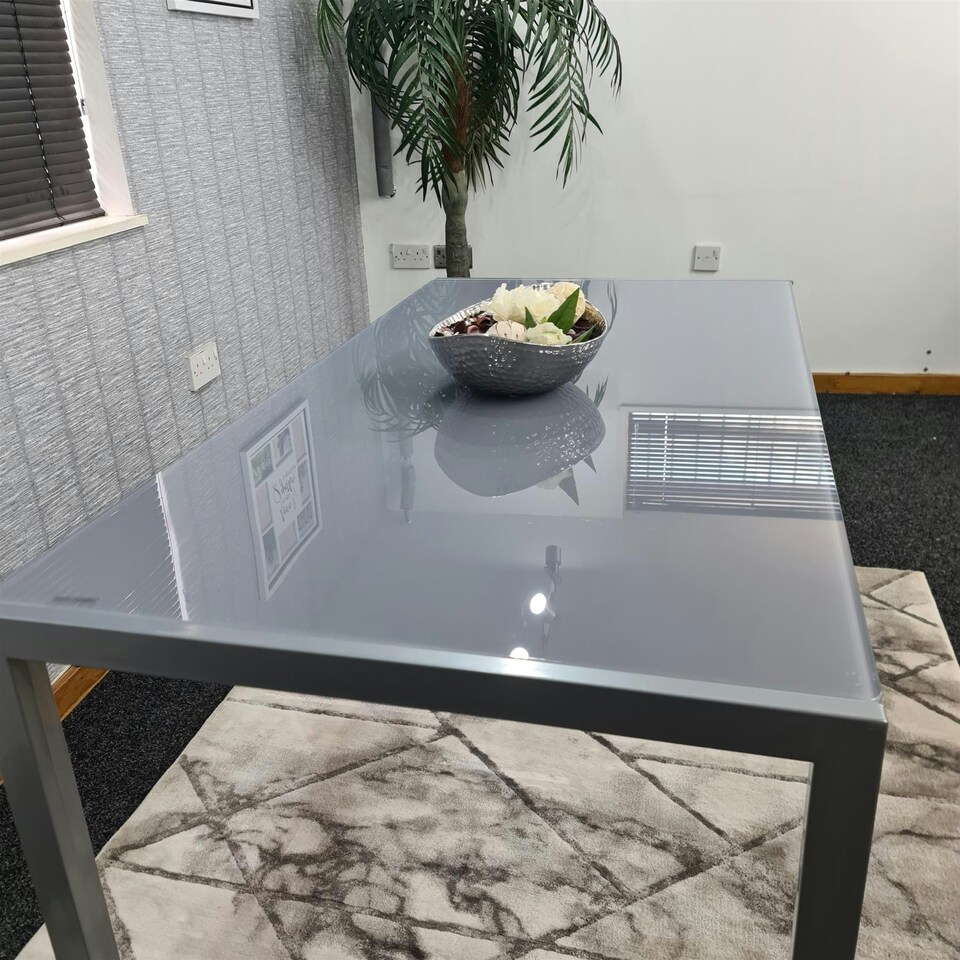 image 1 of Dining Table Grey Glass Kitchen Place for 4 Seats, Dining Table Only (Grey H 75 x L 120 x W 70 cm) Grey
