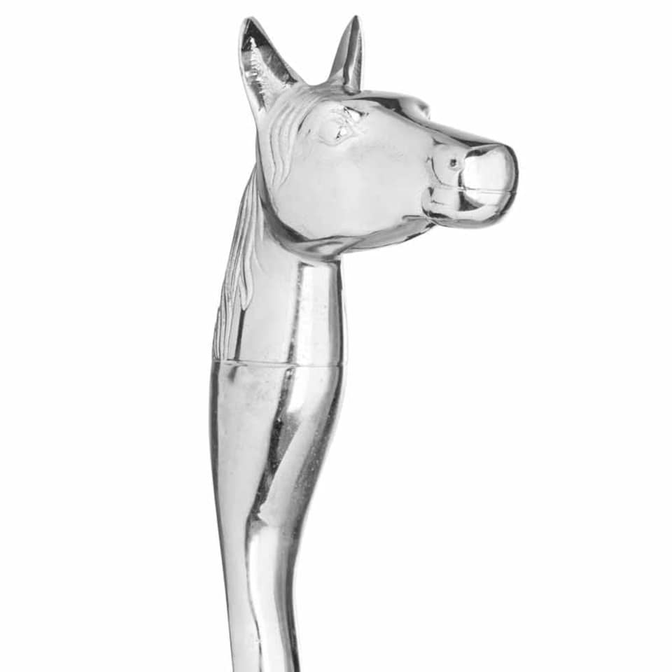 image 1 of Nickel Horse Head Detail Shoe Horn - Metal - L5 x W10 x H53 cm - Silver