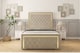 image 1 of Sloomy Sofia Gold Cream Plush Bed Frame With 50" Upholstered Headboard 4' Small Double