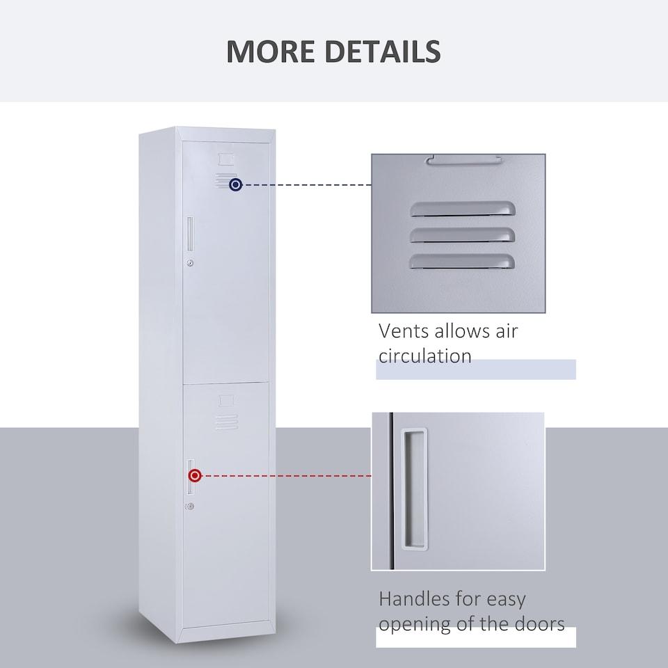 image 1 of Vinsetto 1.8m Locker Office Cabinet Storage Cold Rolled Steel w/ Storage Shelves