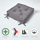 image 3 of Homescapes Charcoal Grey Cotton Dining Booster Cushion | Grey | Charcoal Grey | 40 x 40cm x 10cm (16" x 16" x 4")