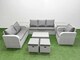 image 1 of Fimous Patio PE Wicker 8 Seater Outdoor Rattan Furniture Sofa Sets with Rectangular Coffee Table Reclining Chair Loveseat Sofa 3 Seater Sofa Stool 2 Side Table Light Grey