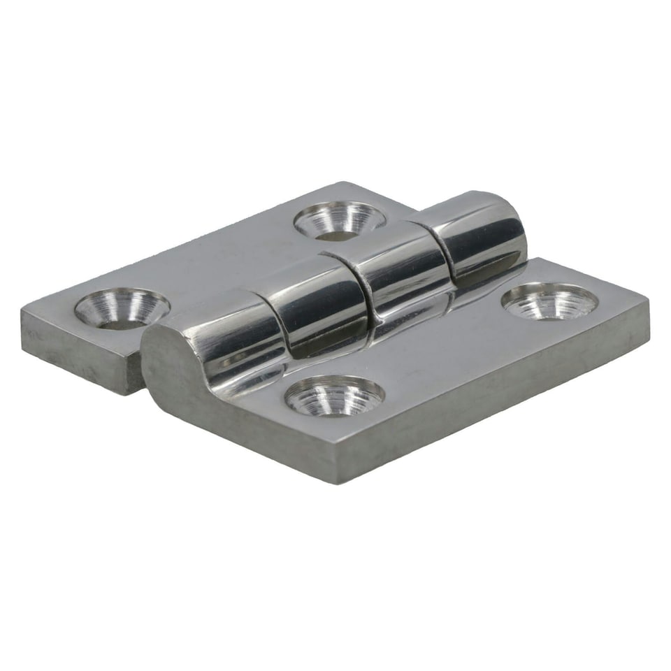 image 1 of Polished Door Butt Hinge 2 Pack Stainless Steel 38mm x 38mm 316 Marine Cabin Silver