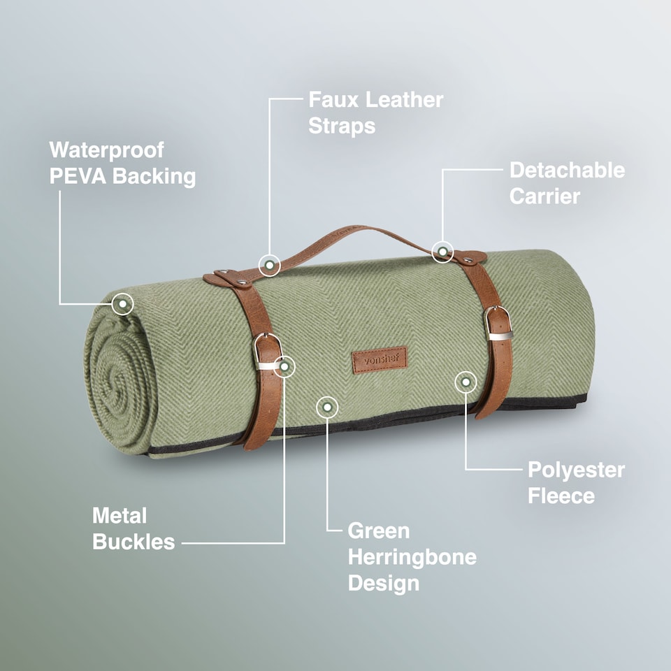 image 1 of Vonshef Picnic Blanket - Herringbone Outdoor Rug - 200x220cm