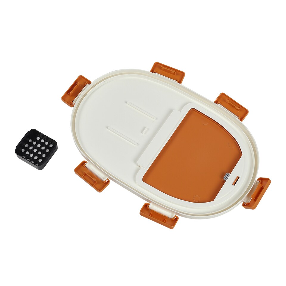 image 1 of Living and Home Airtight Pet Food Storage Container with Flip-Up Lid & Wheels | White | Orange | M