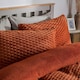 image 2 of OHS Luxury Waffle Textured Fleece Duvet Cover and Pillowcase Bedding Set Orange | Rust | Super King