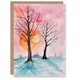 image 1 of Greeting Card Two Trees Misty Sunset Winter Snow Landscape Birthday