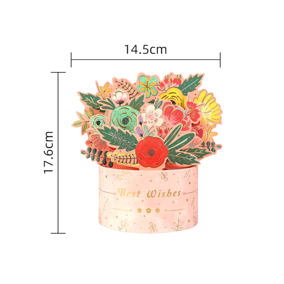 image 1 of Floral Charm in Pink Vase 3D Pop Up Greeting Card